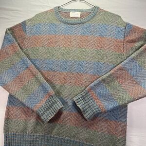 Vintage Grandpa Sweater Mens XL Multicolor Wool Acrylic Blend Knit Arrow Cottage